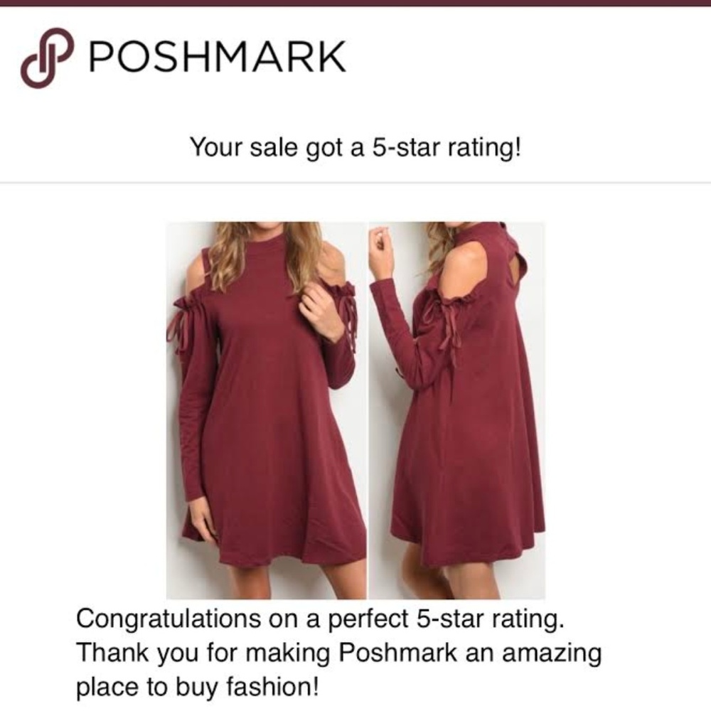 1 LEFT! RED WINE COLD SHOULDER DRESS! - Picture 2 of 3